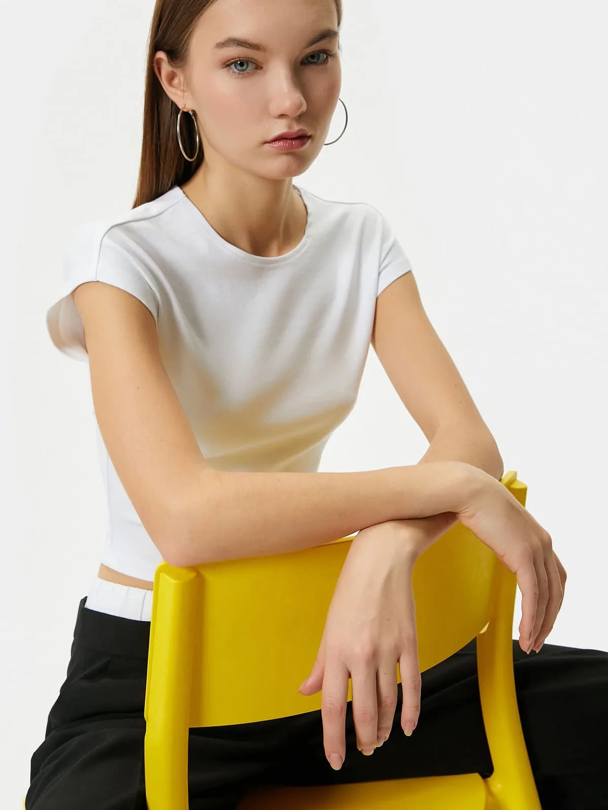 Slim Fit Basic Unpatterned T-shirt - Görsel 2